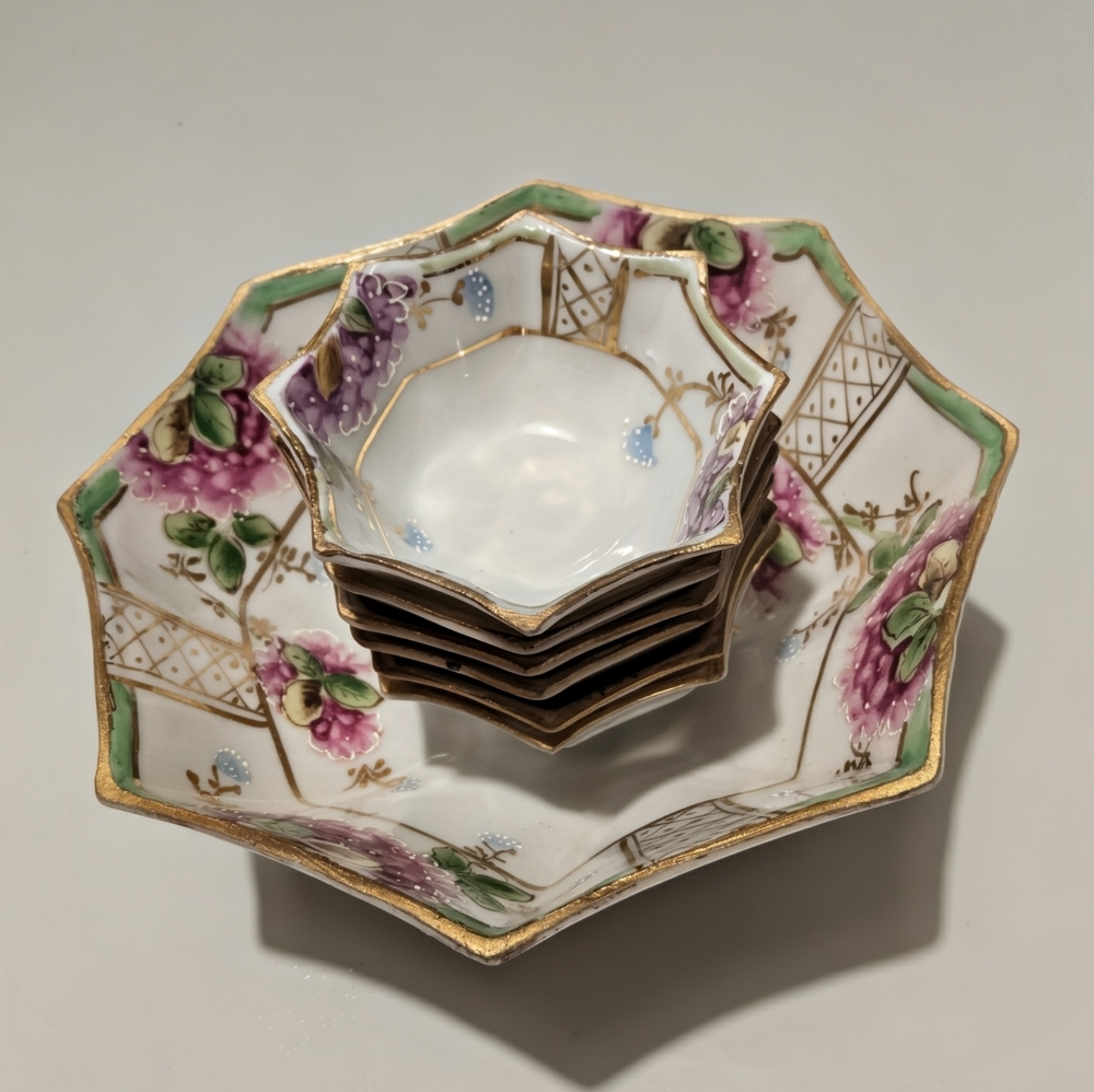 Antique Japanese Nippon Octagon Set Of 7